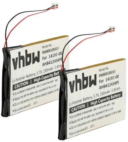 vhbw 2X Akku Ersatz für Jabra AHB412434PJ, 14192-00 für Wireless Headset Kopfhörer (230 mAh, 3,7 V, Li-Polymer)