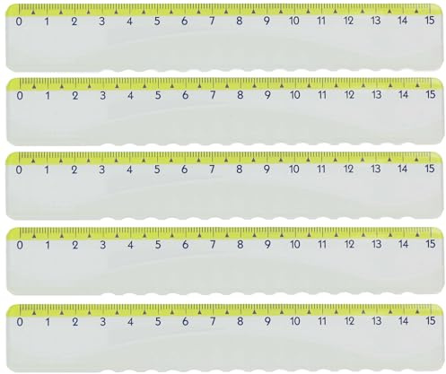 KUM - Lineal Style Highlight 15 cm, grün, 5er Pack | Mit Wellenkante zum Messen, Zeichnen und kreativen Gestalten