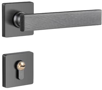 Serratura magnetica for porta interna silenziosa in lega di zinco, maniglia for porta solida semplice grigio rame spazzolato(Gray,Silent model)