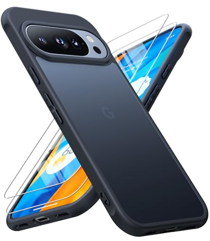 JAME for Google Pixel 10/Pixel 10 Pro Case with 2 Pack Screen Protector, Military Grade Shockproof Protective Cover for Pixel 10/10 Pro Phone Case, Slim Translucent Matte Back Cover, Black