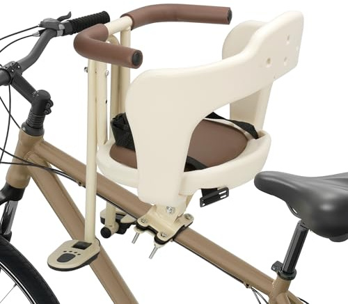 Ercabikker Kid's Bike seat Front Child Carrier Bike Chair for Bicycle Kids seat for Children 2~4 Years,Weight 55 lbs Off White