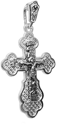 Ulex Premium 925 Sterling Silber orthodoxes Kreuz Anhänger oxidiert religiöser Schmuck mit Jesus Christus feines Design Unisex modisch