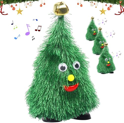Giugio Tanzender Weihnachtsbaum, Singender Weihnachtsbaum, Weihnachtsbaum Kuscheltiere Plüsch, Elektronisches Weihnachtsspielzeug mit Musik, Tischdeko Requisit Weihnachten Weihnachtsspaß