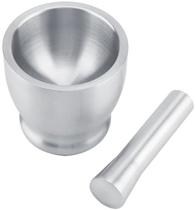 Bonbela Mortier en Acier Inoxydable et Pilotage Set Grinder Grinder Grinder pour Cuisine avec Pilon de Pilon Ergonomique Finition Mate