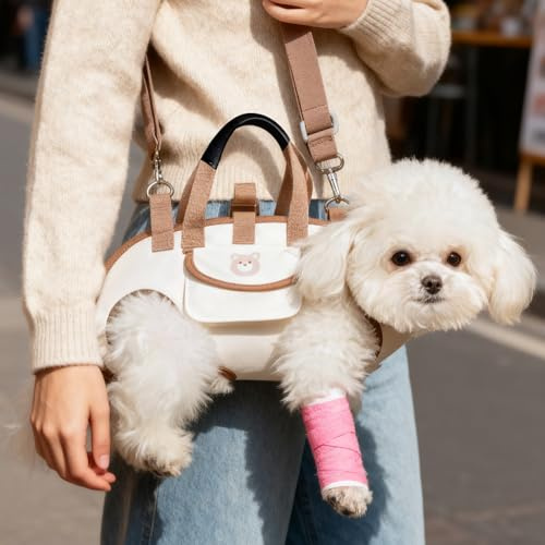Puppy Sling Carrier Dog Lift Harness, Full Body Lift Harness for Small Dogs and Cats, Adjustable Breathable Vest Straps Portable Pet Carrier Backpack, Hands Free for Pets Cats Outdoor Travel (S)