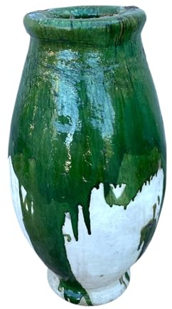 Vaso Anfora Marocchino di Tamegroute, Artigianale, Verde, 35x35x68 cm, 21,5 kg