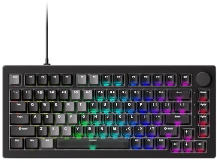 Akko Tastiera a grilletto rapido 5075 V3 HE, interruttori magnetici a effetto Hall, frequenza di polling 8K, RT0,005 mm, layout USA al 75%, retroilluminazione RGB (nero ibrido sfumato trasparente)