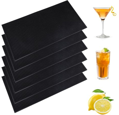 eupdd 6 Stück 30x15cm barmatte: Abtropfmatte, Schwarz | Polyvinylchlorid, Bar Matte für Barkeeper, Gastronomie, Café, Club, Küche, Hausbar, Tamper Matte für Espresso Station