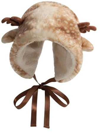 predolo Weihnachtsmütze, Kopfbedeckung, Winter Weihnachtsdekoration, Plüschmütze mit Elchgeweih, Kostümzubehör für Schneeschuhfestivals, Ohne Spitze