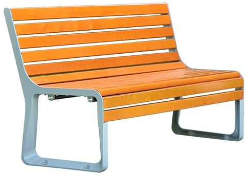 Holzbank Outdoor,Gartenbank Mit Metallbeinen,Verdickte Beine + Hochwertige Massivholzsitzfläche, Parkbank Mit Gebogener Rückenlehne, Spreizschrauben Befestigt, Geeignet For Parks, Höfe(150cm/59.1in)