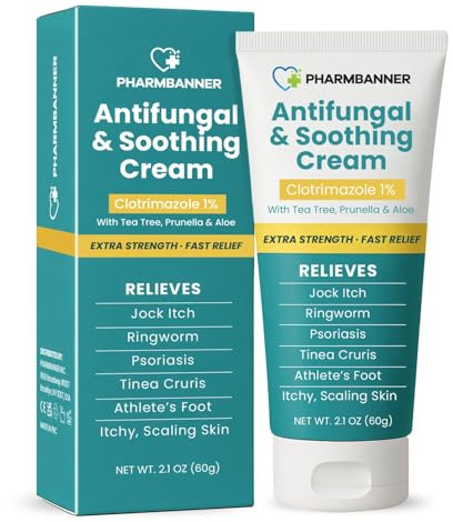 Antifungal Cream for Athlete’s Foot, Ringworm & Groin Fungal Infection – Helps Relieve Itching, Redness & Scaling – Fast-Absorbing, Non-Greasy