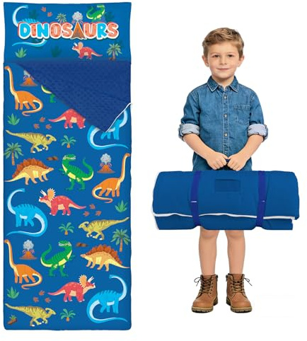 Sac de Couchage pour Enfants avec Oreiller Amovible et Couverture 150*60cm | Tapis de Sieste Pliable pour Filles et Garçons Voyage Camping Ecole Garderie