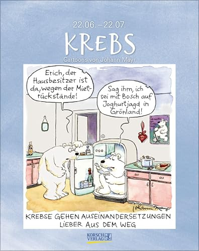 Krebs 2027: Sternzeichenkalender-Cartoonkalender als Wandkalender im Format 19 x 24 cm.