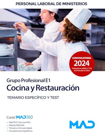 Cocina y restauración (Grupo Profesional E1). Personal laboral de Ministerios. Temario específico y test