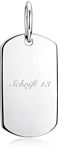 Materia Gravur Anhänger Silber 925 Dog Tag Gravurplatte rhodiniert KA-325-Silber_Schrifttyp 13