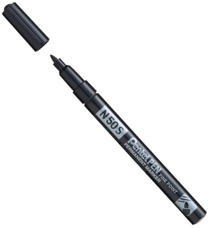 Pentel N50S-A Marcador permanente, carcasa de aluminio, 1,0 mm, negro, 1 unidad