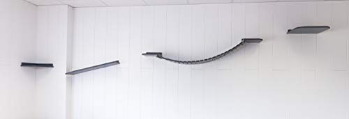 Anthrazit lackiert. Katzen Wandpark, Qualität die viele Jahre hält! Handarbeit. Katzenmöbel in vielen Ausführungen, Kratzbaum / Katzenbaum für die Wand. Hier: Komplettpark Angebot, 4-Teilig anthrazit