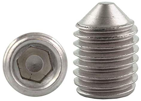 10 Stück - M 4x5 - Gewindestifte Edelstahl A2 Madenschrauben Wurmschrauben m. Spitze DIN 914 ISO 4027 4 mm DewTec