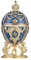 Fabergé-Stil Ei/Schmuckkästchen mit Löwen & Kaiserkrone 7,5 cm blau