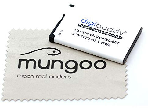 Ersatz Akku passend für Nokia 3610 Fold 3720 Classic 5220 5630 6303 Classic C5 C6-01 (Ersetzt Originalakku BL-5CT) OTB mit mungoo Displayputztuch