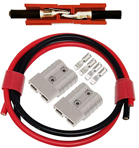CESFONJER Batterieanschluss 2 Pcs 50A Stecker - Quick Connect Batterie Akku Steckverbinder mit 8AWG Elektrokabel (60cm rot / 60cm schwarz) für Auto Wohnmobil Wohnwagen Motorrad Boot Solaranlagen