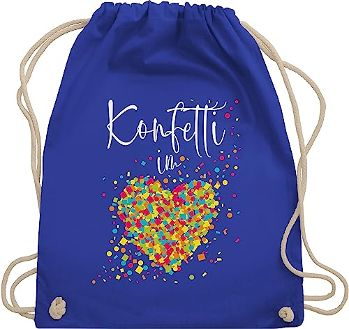 Turnbeutel Rucksack - Karneval & Fasching - Taschen - Konfetti im Herzen I - Unisize - Royalblau - kamelle tasche karnevalsbeutel faschings köln stoffbeutel für wurfmaterial karnevalstasche