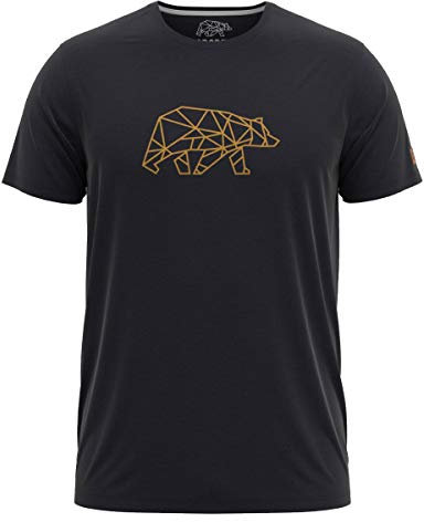 FORSBERG Finnson T-Shirt mit stylischem Bär Brustlogo Rundhals für Herren in Vier verschiedenen Farbkombinationen, Farbe:schwarz/Bronze, Größe:XXL