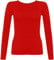 New Ladies Long Sleeve Round Neck Plain Basic Women's Stretch T-Shirt (Red, 12)