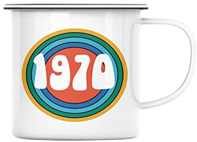 Fabulous Mug en Métal Emaillé Personnalisable Années Typographie Style Hippie Vintage 70's Cadeau Anniversaire 1970