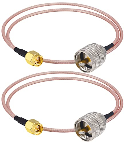 Boobrie SMA auf PL259 Kabel, 50 cm, SMA-Stecker auf UHF-Stecker, RG316-Koaxialkabel, SMA auf UHF-Stecker, Verbindungskabel, CB-Radio-Antennenkabel für Yaesu Ham Radio Walkie Talkie Antennenanalysator,