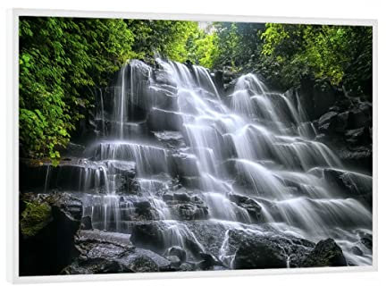 artboxONE Poster mit weißem Rahmen 18x13 cm Natur Waterfall in Bali - Bild Waterfall Bali Forest