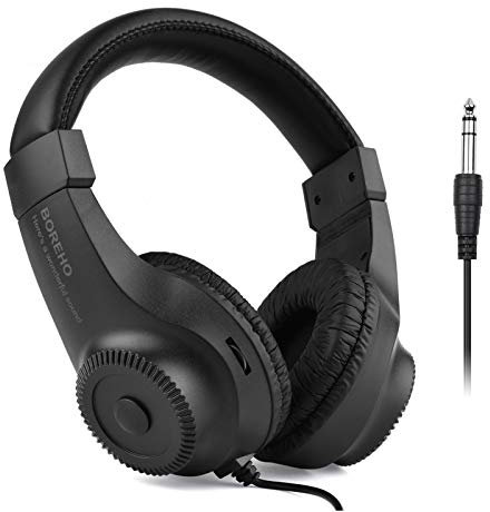 SDADS Wired Stereo Monitor Headphones Over-ear Headset with 50mm Driver 6.5mm Plug for Recording Monitoring Music Appreciation Game Playing DJ Black
