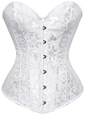Grebrafan Corsage Korsett Stahl Damen Hochzeits Korsage (EUR(42-44) 3XL, Weiß)