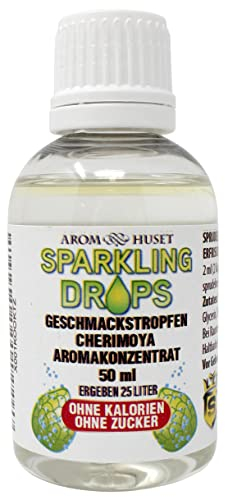 Cherimoya-Konzentrat-Drops| 1 Flasche 50 ml ergibt 25 Liter | hochkonzentriertes Aroma ohne Zucker | für Wassersprudler | prickelnd | ohne Konservierungsstoffe