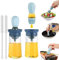 SAMSYOKI 2pcs 180ml Botella de Aceite con Cepillo de Silicona, 2 en 1 Botella dispensadora de Aceite con brocha Botella de Aceite de Cristal para cocinar/Hornear/BBQ/repostería (Azul)