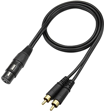QIANRENON XLR Female to Dual RCA Male Stereo Splitter Cable 3-Pin XLR to 2 RCA mono Y Splitter Conversion Extension Audio Cable,For Mixer Amplifier KTV equipment Audio,1m/3.2ft