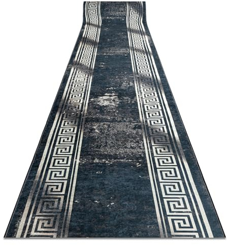 rugsx Läufer Antirutsch Lotus GRECCO 23593 Graphit/Grau - Waschbar - 120x980 cm- Rutschfester Teppich für Flur & Küche