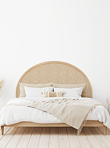Rattan Weave Look Vinyl Peel and Stick Headboard Wall Sticker (Twin, Natural)