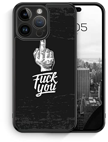 MUNIQASE F*ck You Mittelfinger - Silikon Hülle für iPhone 14 Pro - Spruch Lustige Witzige Humorvolle Komische Spaßige Englische Coole Lässige Freche Gemeine Fiese Schutzhülle Handyhülle Case Cover