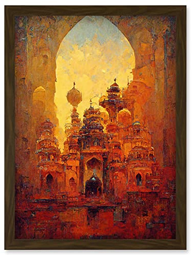 Doppelganger33 LTD Visions Of Petra Arabic Cityscape Oil Artwork Framed Wall Art Print A4
