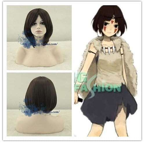 Japanische Anime-Prinzessin-Mononoke-Perücke, San-Perücke, Mononoke-Hime-Cosplay-Perücke, Schwarz