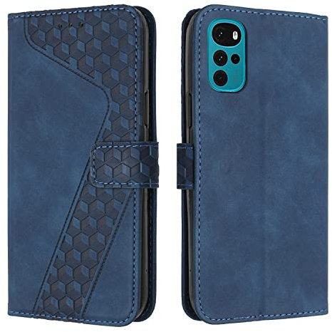 OKZone Cover per Motorola Moto G22, Custodia in PU Pelle per Motorola Moto G22, Custodia a Libro Protettiva Folio Portafoglio con Chiusura Magnetica e Slot per Carte Wallet Case Flip Cover (Blu)