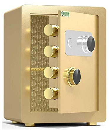 Safe Box Feuerfest Wasserdicht Safe Box Sicherheitssafe Box al Cabinet Safe Klein Home Feuerfest und Anti-Diebstahl-Safet (Gold) (Gold)