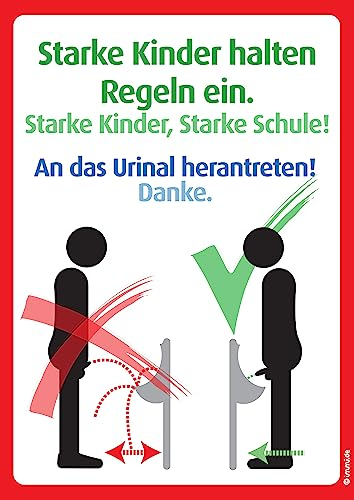 immi 1x Schulschild laminiert - An das Urinal herantreten (A4)