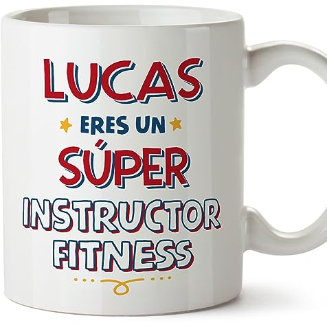 MUGFFINS Tazas Personalizadas para INSTRUCTOR FITNESS hombre - En Español - Eres Súper - 11 oz / 330 ml - Regalo Personalizable original y divertido