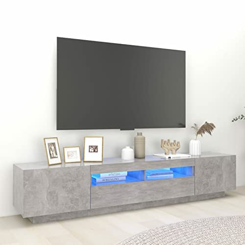 DJEKA Mobile Porta TV con Luci LED, Moderno per Soggiorno, Grigio Cemento 200x35x40 cm