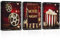 CXHOSTENT Movie Night Leinwand Wandbilder Filmrollen Popcorn Lampenlicht Kunstdrucke schwarze und rote Bilder für Medienraum Kino Raumdekoration (Movie, 30.00 x 40.00 cms x 3PCS)
