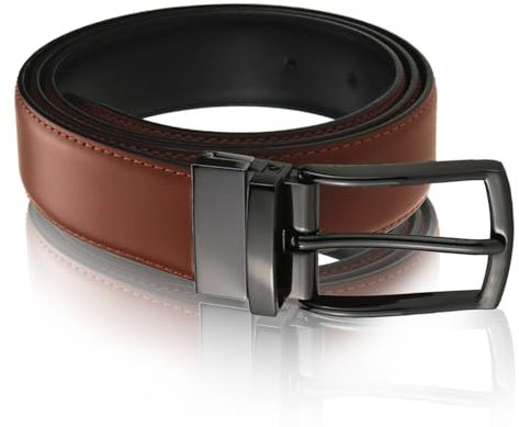 YANINEE 110cm Gürtel Herren Braun, Beidseitige Nutzung Brauner Ledergürtel Herren