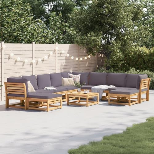 ShGaxin 11-TLG. Garten-Lounge-Set mit Kissen Massivholz Akazie, Lounge Gartenmöbel Set, Terassenmöbel Wetterfest, Loungemöbel Terrasse, Gartenlounge, Garten Loungemöbel Set - 3214320