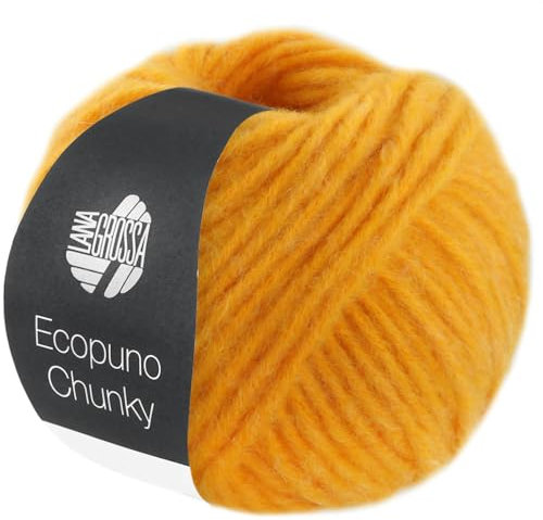 LANA GROSSA Ecopuno Chunky | Superleichtes, flauschiges Effektgarn mit Baby Alpaka | Handstrickgarn aus 33% Schurwolle (Merino) & 19% Alpaka | 50g Wolle zum Stricken & Häkeln | 70m Garn FB 136